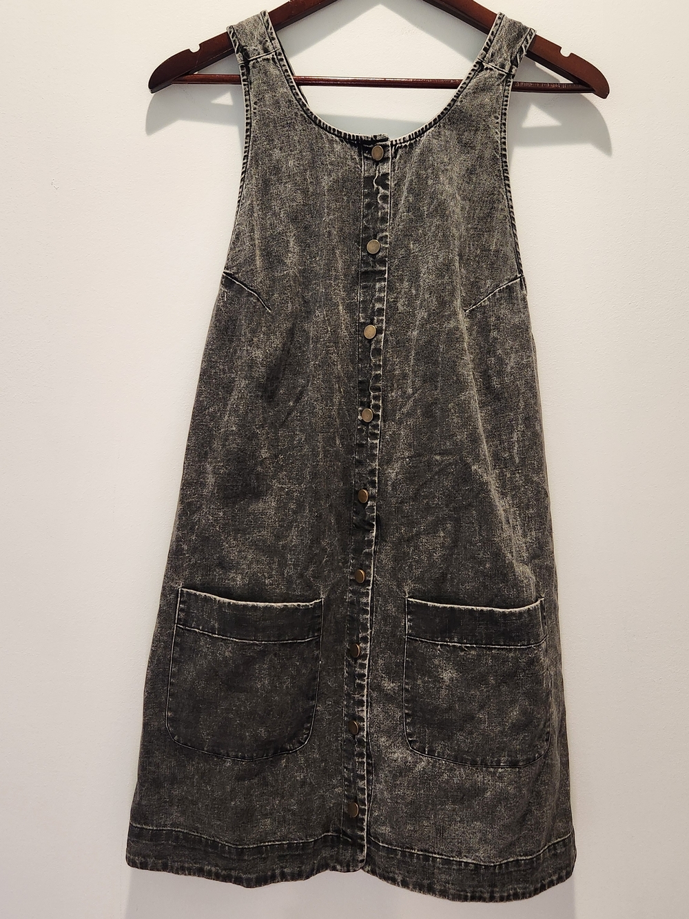 Free People Wilderado Western Dark Gray Denim Button-Front Dress Medium
